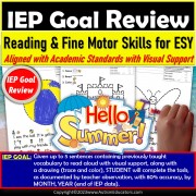 ESY Summer School Reading | Fine Motor Skills IEP Goal Review Packet for Autism